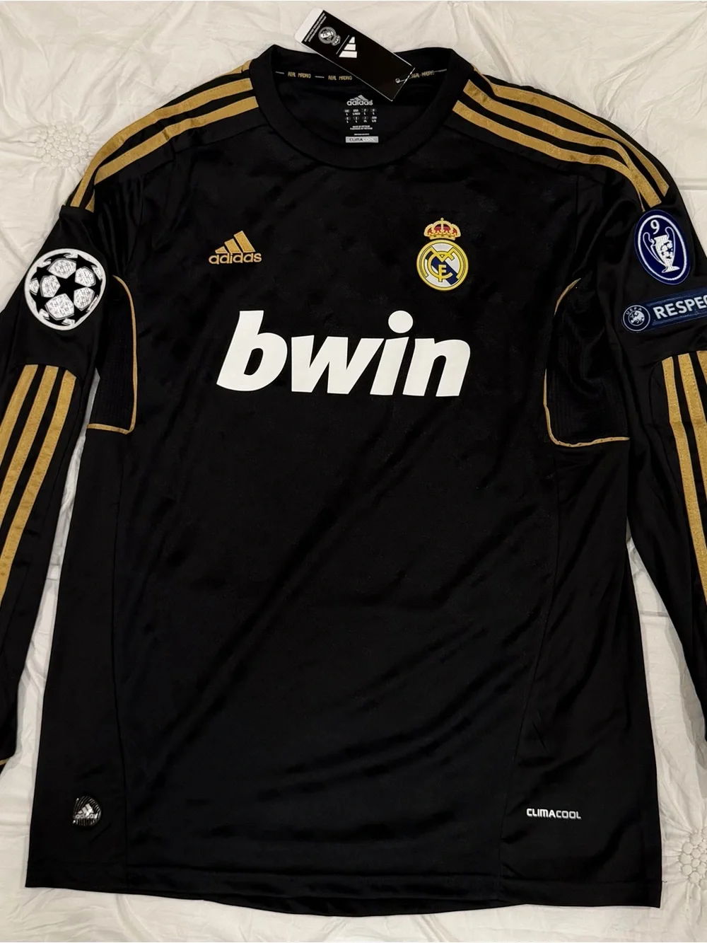 adidas Black and Gold Ronaldo #7 Long-Sleeve Jersey